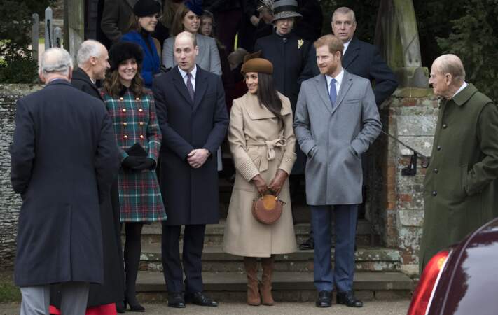 Eugénie d'York et Béatrice d'York, avec leurs cousins, les princes William et Harry, en décembre 2017