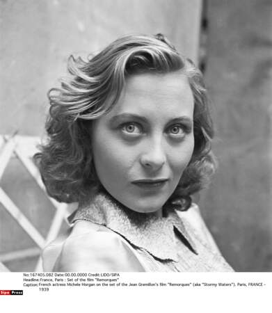Michèle Morgan sur le tournage de Remorques, en 1939