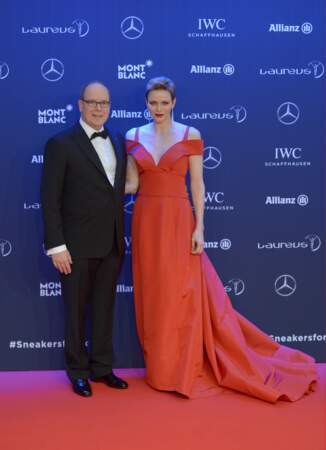 Charlène de Monaco et le Prince Albert de II de Monaco à la soirée des Laureus World Sport Awards 2017 à Monaco le 