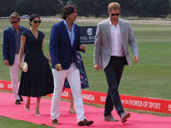 Arrivée des époux de Sussex à la Sentebale Polo Cup, à Windsor, ce 26 juillet.