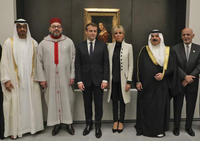 Emmanuel Macron, Brigitte Macron, le prince Mohammed bin Zayed Al-Nahyan et le roi Mohammed VI.