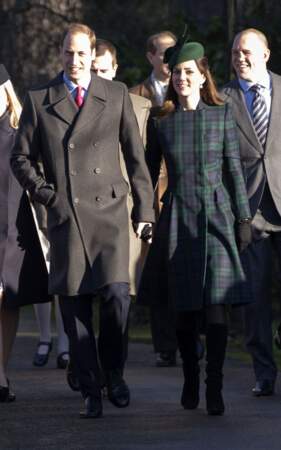 Les époux de Cambridge se rendent à la messe de Noël à Sandringham, le 25 décembre 2013