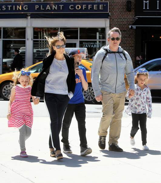 Sarah Jessica Parker, son mari Matthew Broderick et leurs enfants à New York en 2016