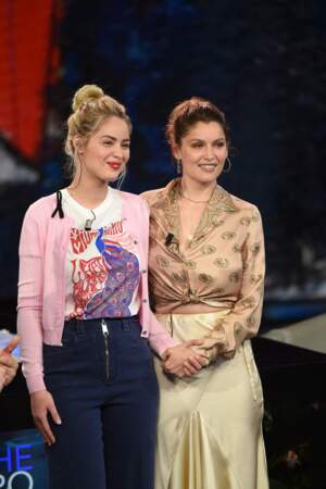 Marie Ange Casta et Laetitia Casta ensemble à l'émission Che Tempo Che Fa TV Show in Milan,