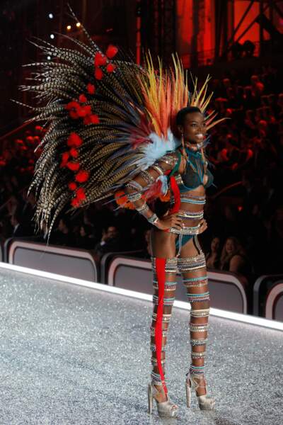 Maria Borges et ses ailes plumes papillonnantes réchauffe le Grand Palais pour le défilé Victoria's Secret
