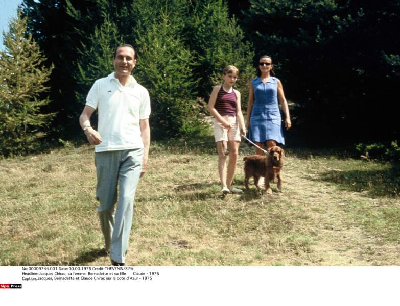 Jacques Chirac, sa femme  Bernadette et sa fille      Claude - 1975