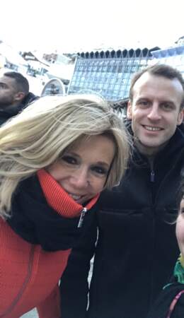 Brigitte et Emmanuel Macron à La Mongie le 25 décembre 2017