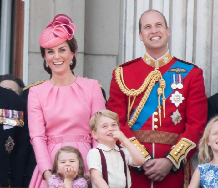 Le duc, la duchesse de Cambridge et leurs enfants lors de la parade "Trooping the colour" le 17 juin 2017.