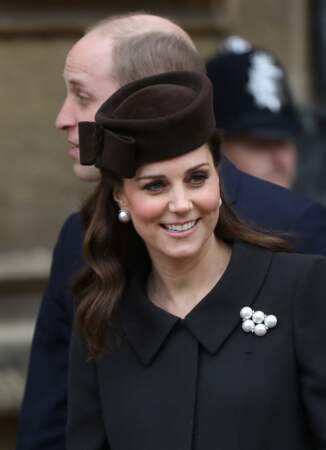 Kate Middleton lors de la messe de Pâques à Windsor le 31 mars 2018