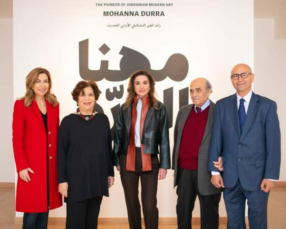 Rania de Jordanie, à la Galerie nationale des beaux-arts de Jordanie, à Amman, le 5 février 2019