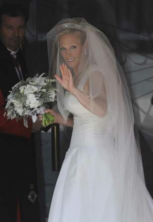 Zara Philipps (en robe Stewart Parvin) lors de son mariage avec Mike Tindall à Edimbourg le 30 juillet 2011