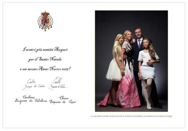 Le duc Carlos et la duchesse Camilla de Castro et leurs filles Chiara et Carolina