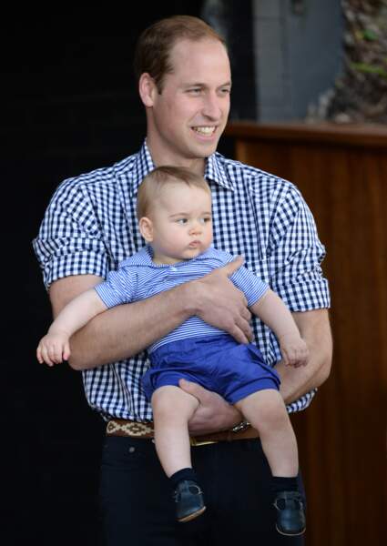 Le prince William et George en visite au zoo de Taronga à Sydney, le 20 avril 2014