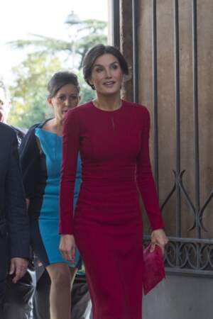 Letizia d'Espagne visitant l'Académie d'Espagne, à Rome, le 16 octobre 2018