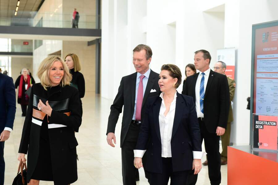 Brigitte Macron et Maria Teresa au forum contre les violences sexuelles, au Luxembourg, le 27 mars 2019.