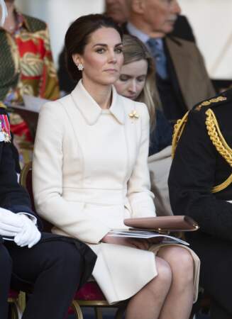 Kate Middleton assiste à la parade militaire "Beating Service at Horseguards Parade" à Londres, le 6 juin 2019.