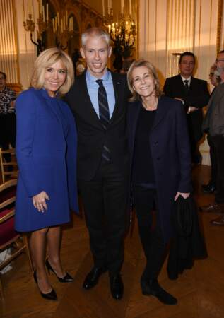 Brigitte Macron, Franck Riester et Claire Chazal le 6 février