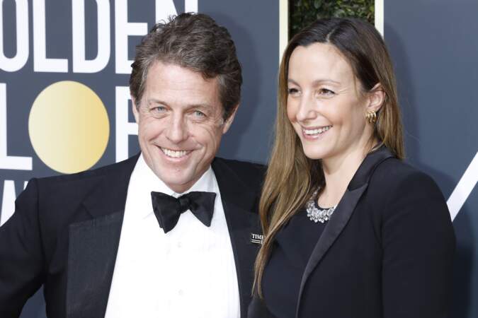 Hugh Grant et sa future épouse Anna Eberstein enceinte à la 75ème cérémonie des Golden Globe en janvier 2018