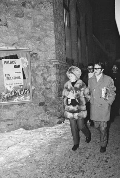 Romy Schneider et Harry Meyen à Saint Moritz en 1969