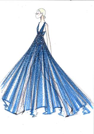 La robe Dior de Chiara Ferragni a été dessinée d'une main de maitre. Du rêve à la réalité... 
