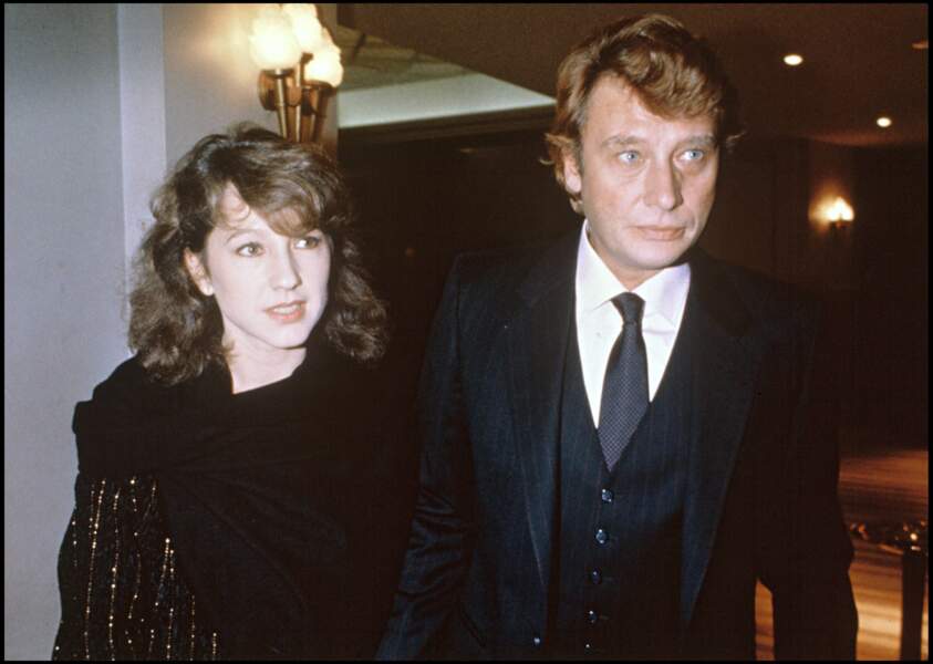 Nathalie Baye et Johnny Hallyday en 1983 à l'avant première de Le Luron à Paris