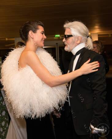Charlotte Casiraghi et Karl Lagerfeld au Bal de la Rose à Monaco le 24 mars 2018