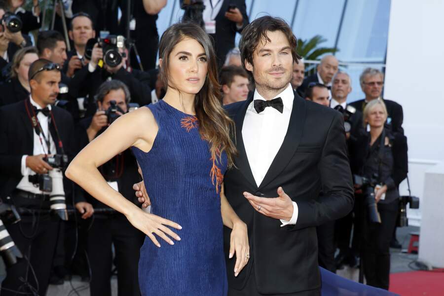 Nikki Reed et son mari Ian Somerhalder sur le tapis rouge à Cannes en 2015