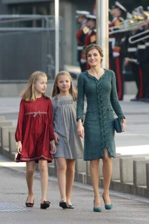 Letizia d'Espagne avec ses filles, les princesses Leonor et Sofia