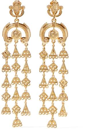 Boucles d'oreilles clip dorées Ornate, Oscar de la Renta, 325€