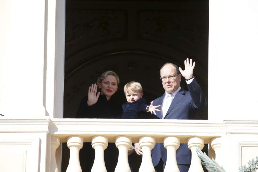  Albert II de Monaco, sa femme la princesse Charlene et leur fils Jacques, à Monaco le 26 janvier 2019