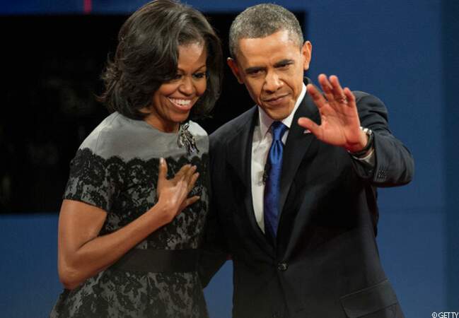 Barack et Michelle soulagés après son troisième débat à Boca, Floride, le 22 octobre 2012