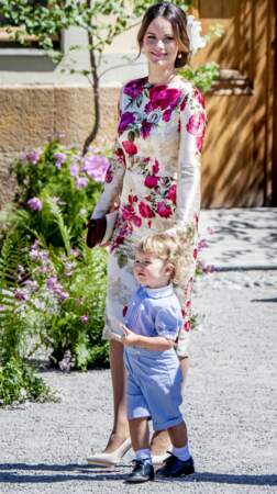 La princesse Sofia et  son fils le prince Alexander au palais de Drottningholm en Suède le 8 juin 2018
