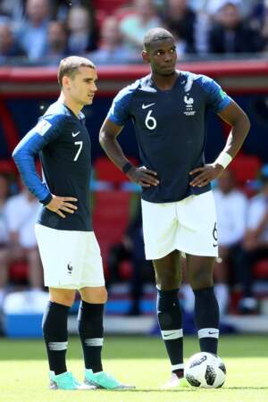 Antoine Griezmann et Paul Pogba lors du match France-Australie de la Coupe du monde, le 16 juin 2018