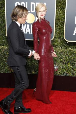Nicole Kidman (51 ans), sculpturale en robe à sequins Michael Kors, au bras de Keith Urban aux Golden Globes 2019