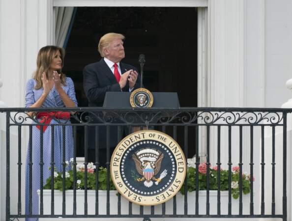 Donald et Melania Trump, sur le balcon de la Maison Blanche le 4 juillet 2018