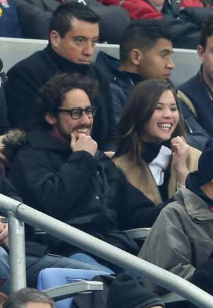 Thomas Hollande et sa compagne Emilie Broussouloux (journaliste France 2) au match de rugby France-Angleterre (tour