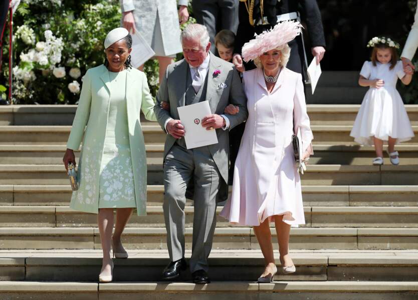 Doria Ragland, Charles III et Camilla à la sortie de la chapelle St. George après le mariage de Harry et Meghan