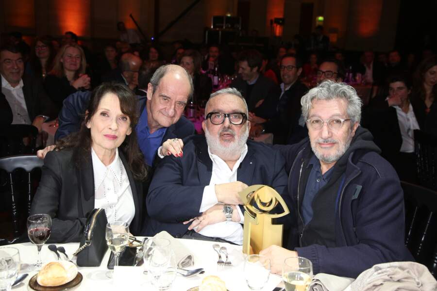 Pierre Lescure, Chantal Lauby, Dominique Farrugia et Alain Chabat lors des Trophées du film français le 5 février 