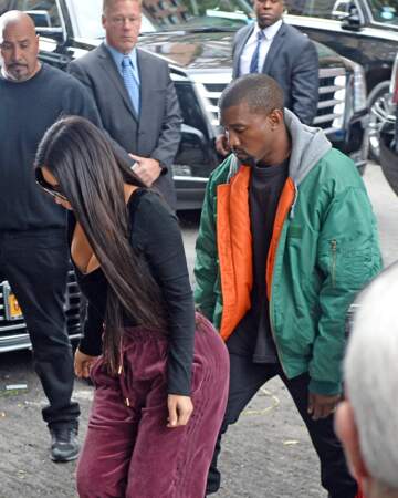 Arrivee de Kim Kardashian et de Kanye West a New York apres l'agression de Paris. INF 