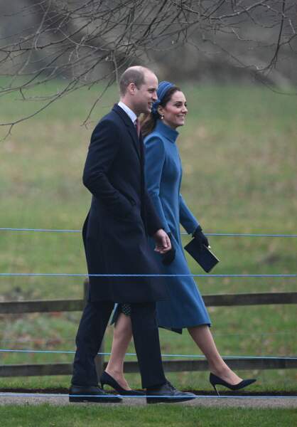 Kate Middleton et son mari William très chics à Sandringham pour assister à une messe