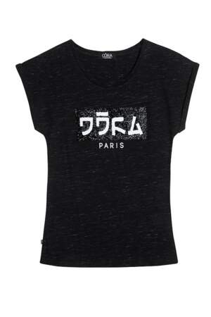 Tee-shirt noir inscriptions japonaises blanches - 19,99€