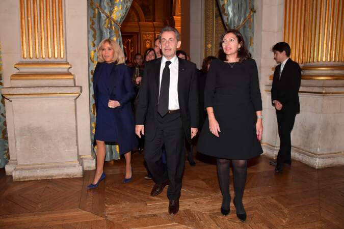 Nicolas Sarkozy, Brigitte Macron et Anne Hidalgo à la Mairie de Paris