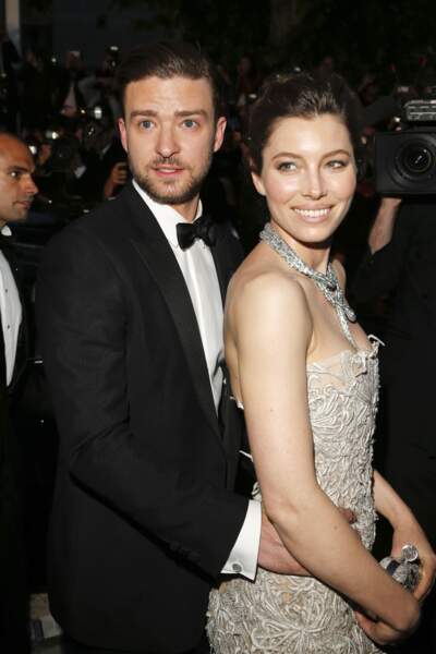 Justin Timberlake et Jessica Biel lors de la descente des marches du film "Inside Llewyn Davis" en 2013
