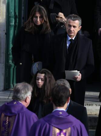 François Sarkozy et ses filles Anastasia et Katinka aux obsèques d'Andrée Sarkozy