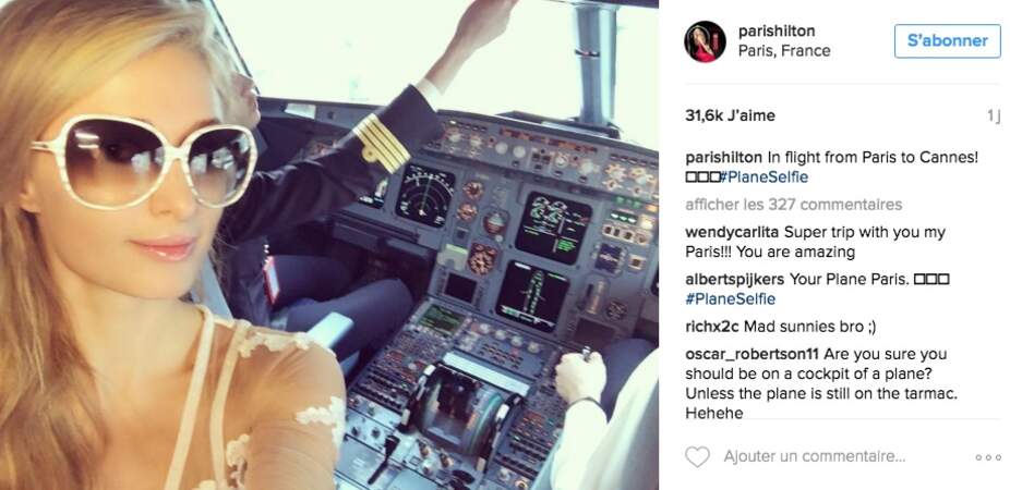 Paris Hilton en direct de la cabine de pilotage de son jet