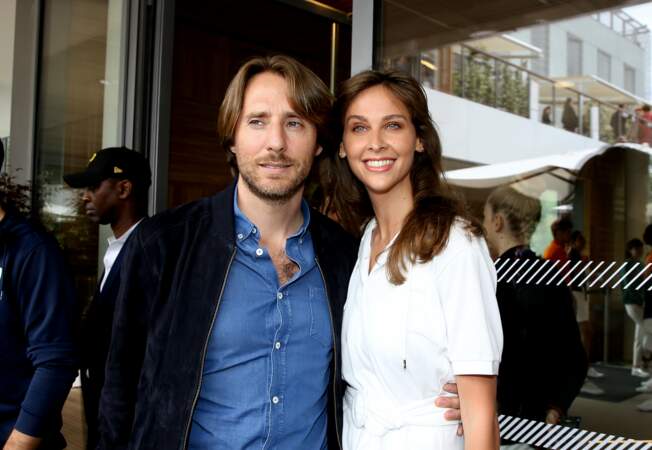 Ophélie Meunier et son mari Mathieu Vergne au village de Roland Garros le 1er juin 2018