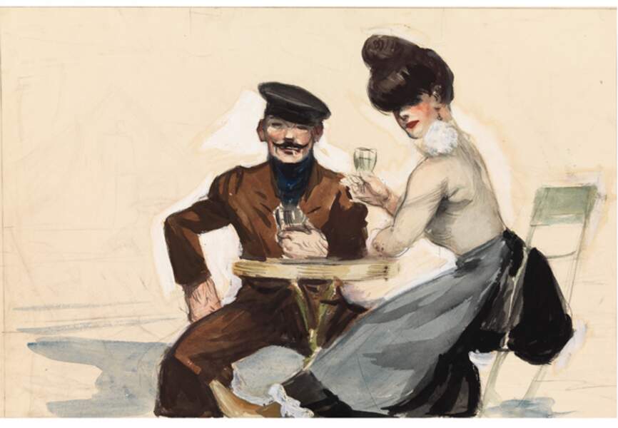 Couple drinking, 1906-1907