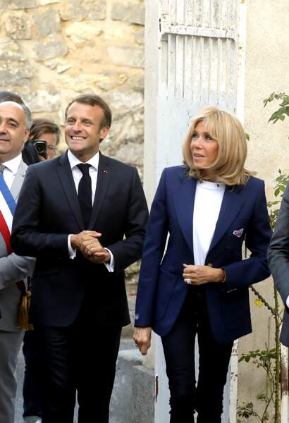 Ambiance détendue pour Emmanuel et Brigitte Macron en Seine-et-Marne, le 20 septembre 2019.