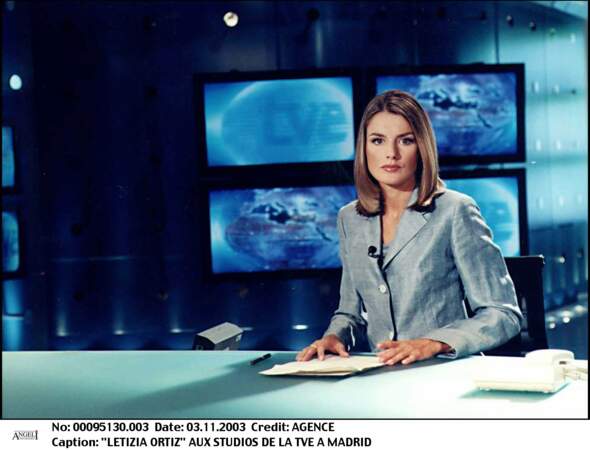 Letizia Ortiz, ancienne journaliste, dans les studios de la chaîne TVE à Madrid, en 2003