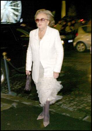 Bernadette Chirac lors de son arrivée au bal des débutantes à l'Hôtel Crillon, en 2009